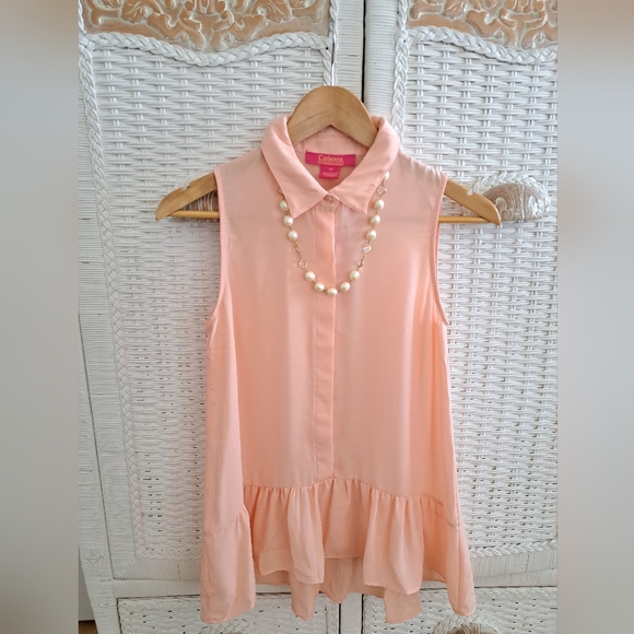 Peach Sleeveless Ruffled Hi-Lo Tunic Top Size XS Catherine Malandrino NWT - Picture 1 of 7